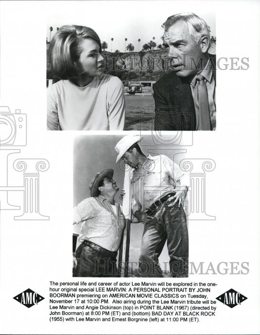 1955 Press Photo Lee Marvin Angie Dickinson in "Bad Day at Black Rock" - Historic Images