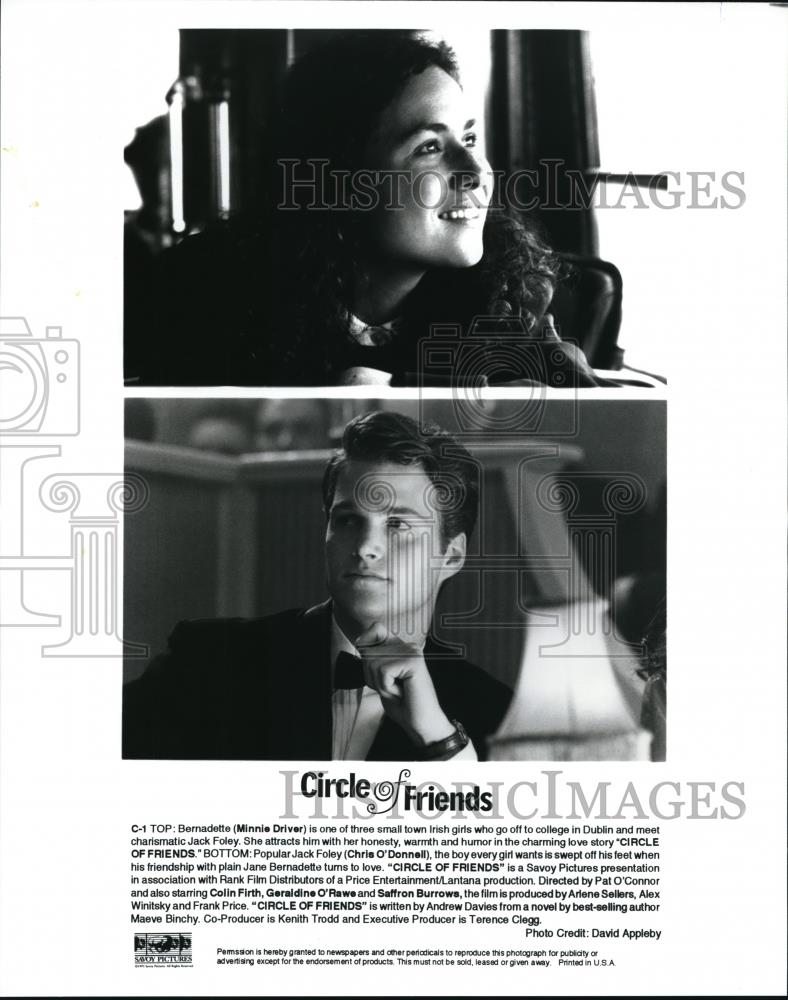 1995 Press Photo Minnie Driver & Chris O'Donnell in Circle of Friends - Historic Images