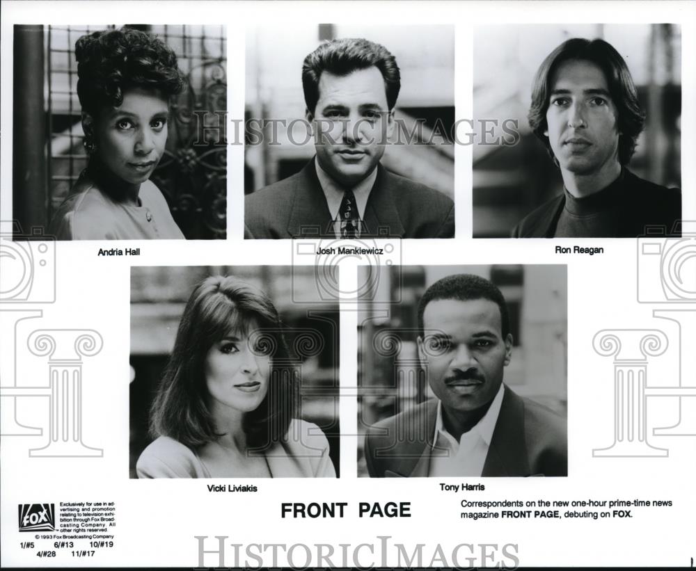 1993 Press Photo Andria hall Josh Mankiewcz Vicki Liviakis Tony Harris TV Hosts - Historic Images