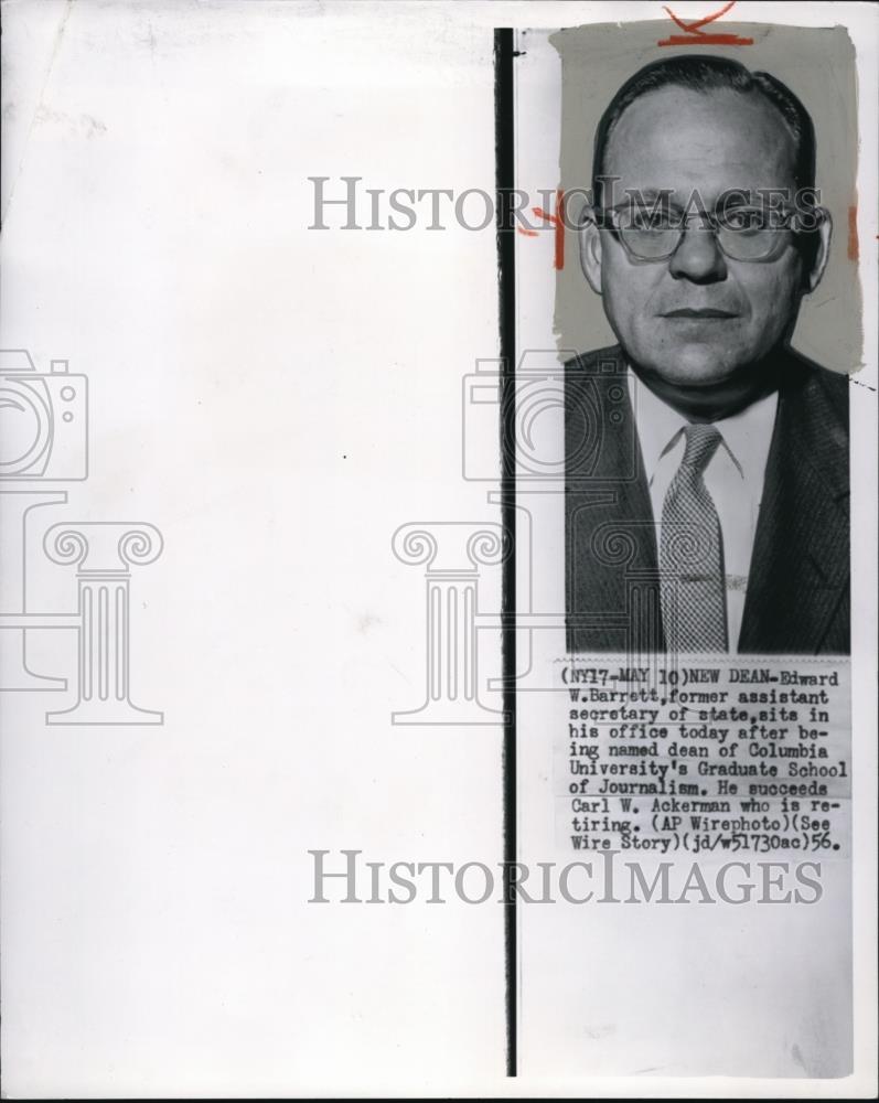 1956 Press Photo Edward W. Barrett, named new Columbia University dean - Historic Images