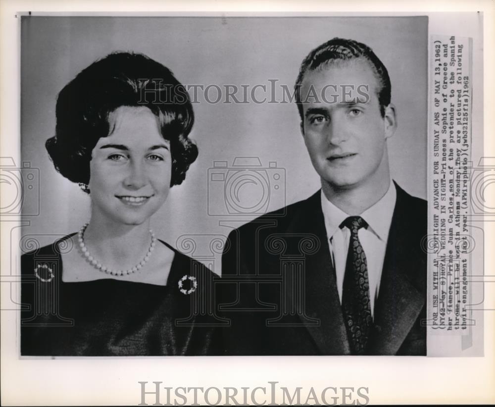 1962 Press Photo Princess Sophie and her fiance Prince Juan Carlos - Historic Images