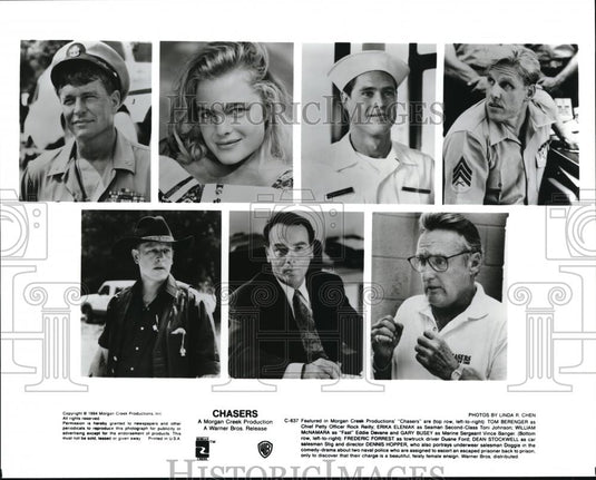 1994 Press Photo Tom Berenger Erika Eleniak William McNamara Gary Busey Chasers - Historic Images