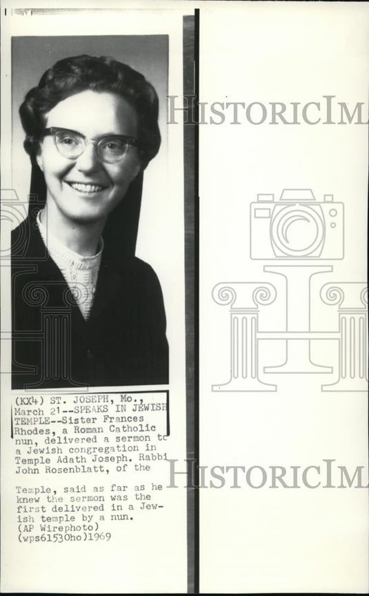 1969 Press Photo Sister Frances Rhode, Roman Catholic nun - Historic Images