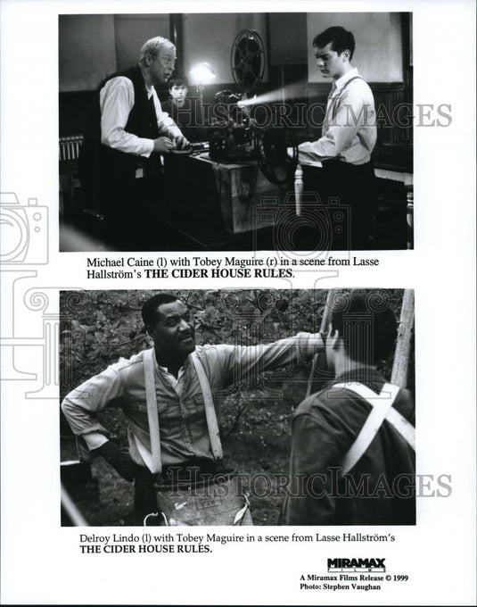 1999 Press Photo Michael Caine, Delroy Lindo & Tobey Maguire Cider House Rules - Historic Images