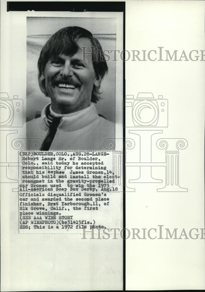 1973 Press Photo Robert Lange Sr., uncle of James Gronen - cvw03356 - Historic Images