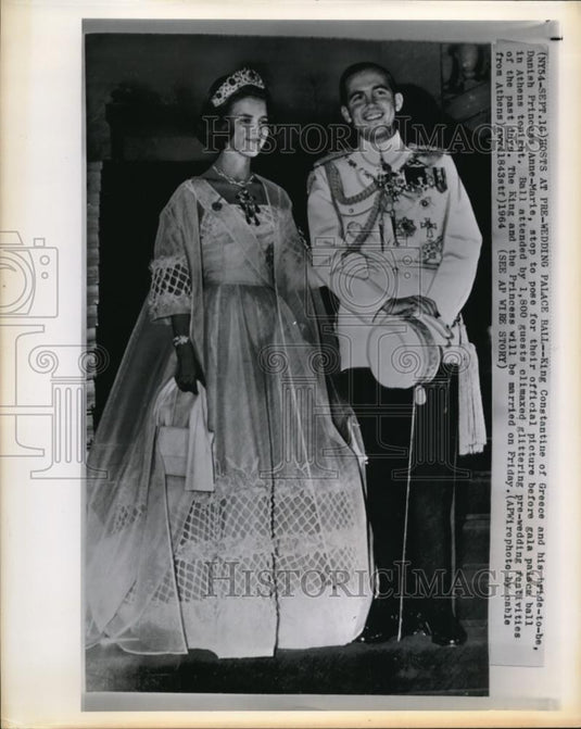 1964 Press Photo King Constantine of Greece & bride Danish Princess Anne Marie - Historic Images