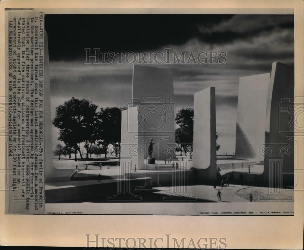 1964 Press Photo The model for the memorial of Roosevelt was approved - Historic Images