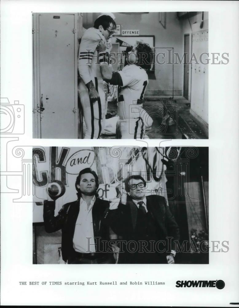 1987 Press Photo Kurt Russell and Robin Williams in "The Best of Times" - Historic Images