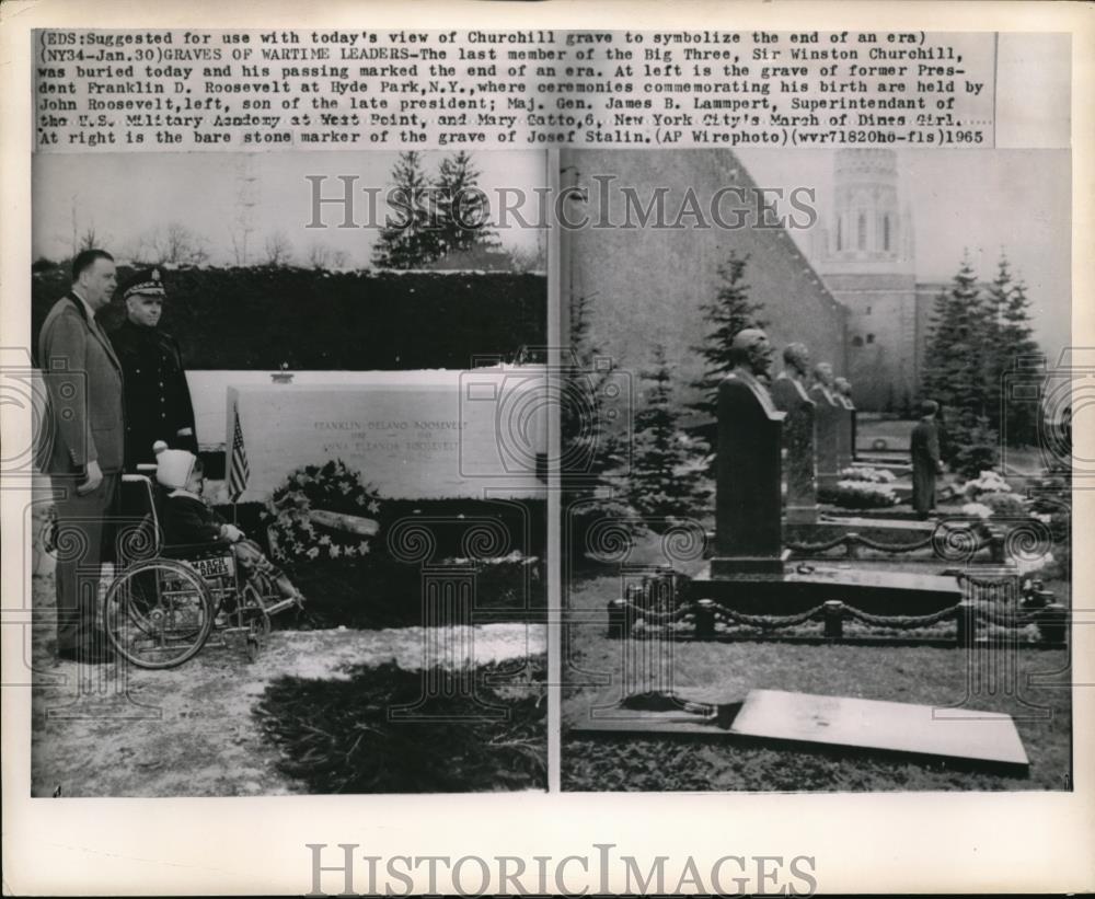 1965 Press Photo Sir Winston Churchill and Pres.Frankling Roosevelt Grave. - Historic Images