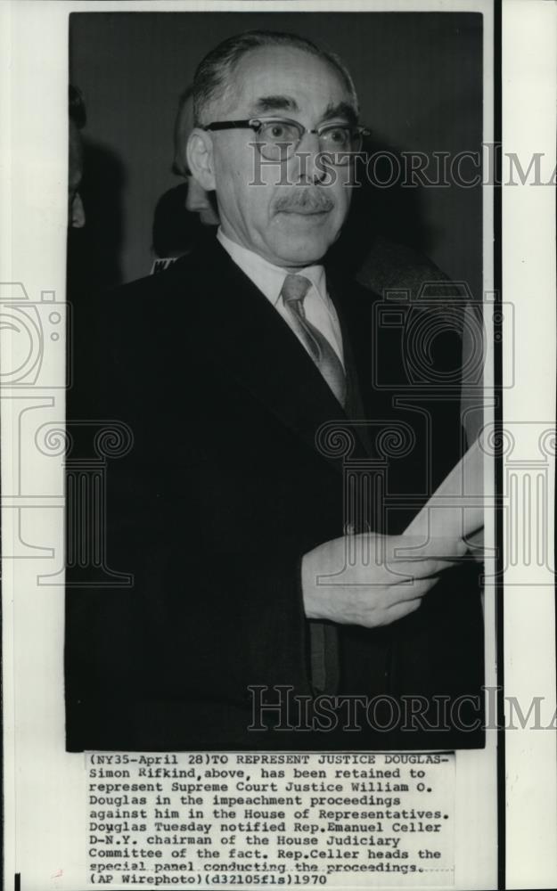 1970 Press Photo Rifkind to represent Justice Douglas in House of Representative - Historic Images