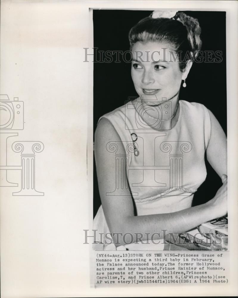 1964 Press Photo Princess Grace of Monaco expecting a third baby in February - Historic Images