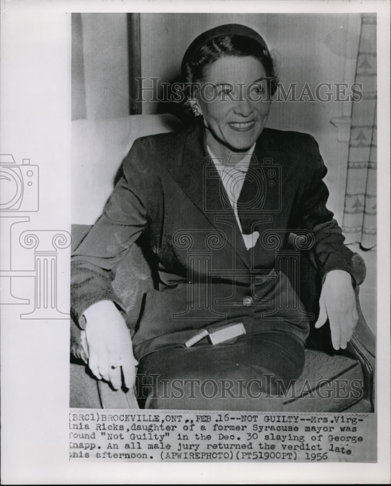 1956 Press Photo Mrs. Ricks not guilty in Dec. 30 slaying of George Knapp. - Historic Images