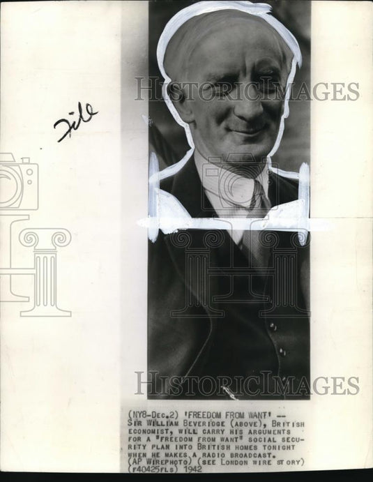 1946 Press Photo Sir William Beveridge, British economist - Historic Images