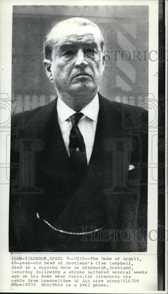 1973 Press Photo The Duke of Argyll, head of Scotland&#39;s Clan Campbell - Historic Images