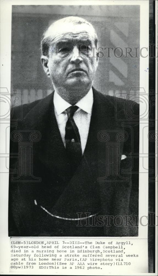 1973 Press Photo The Duke of Argyll, head of Scotland's Clan Campbell - Historic Images