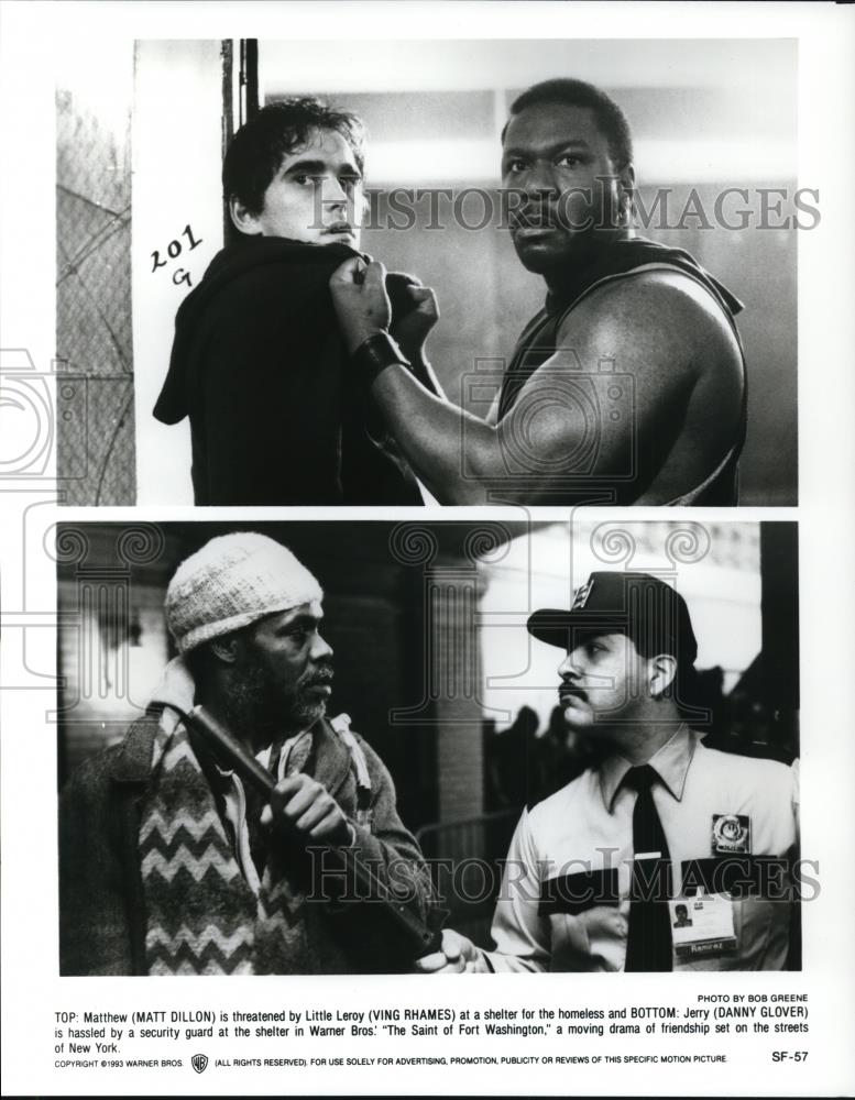 1995 Press Photo Matt Dillon Ving Rhames Danny Glover Saint of Fort Washington - Historic Images