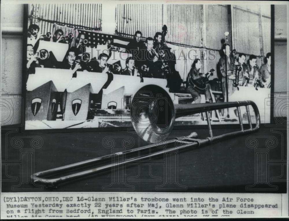 1966 Press Photo Glenn Miller&#39;s trombone went into the Air Force Museum exactly - Historic Images