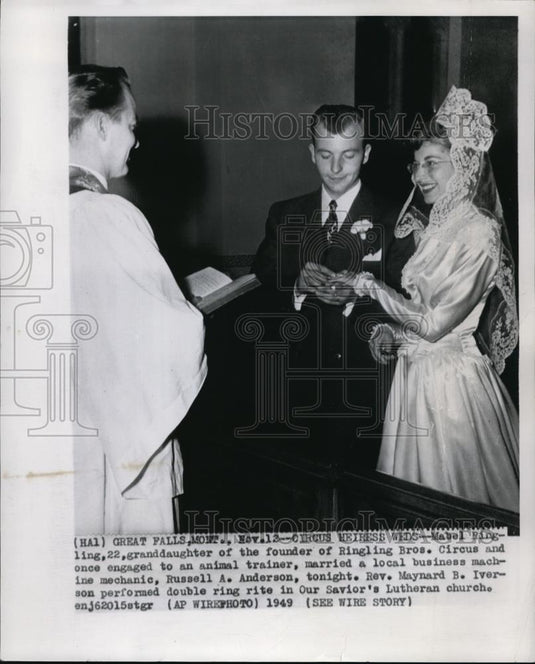 1949 Press Photo M. Ringlings married R. Anderson at Our Savior's Lutheranchurch - Historic Images