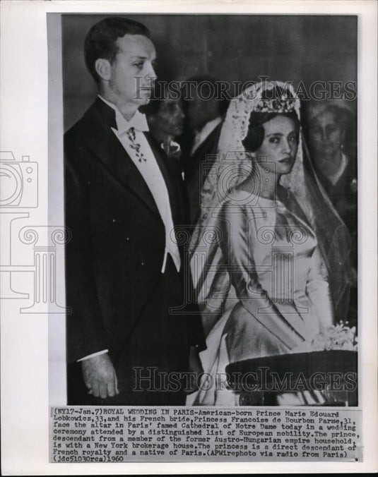 1960 Press Photo Royal Wedding in Paris' famed Cathedral of Notre Dame - Historic Images