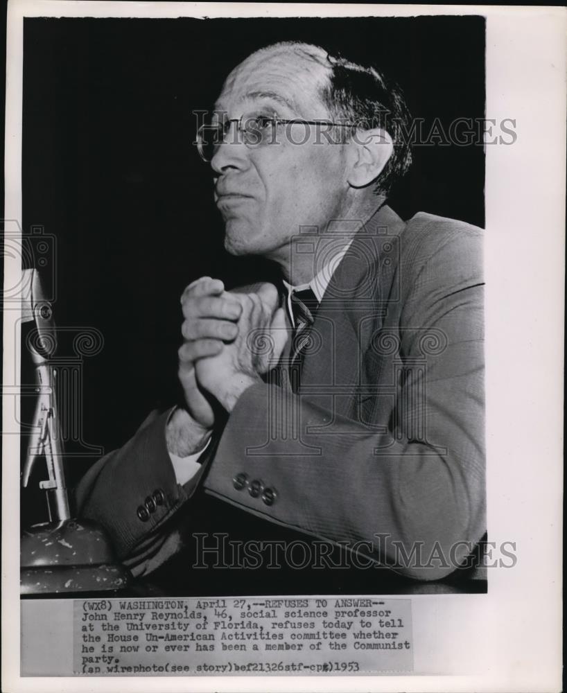 1953 Press Photo John Henry Reynolds, professor at the University of Florida - Historic Images