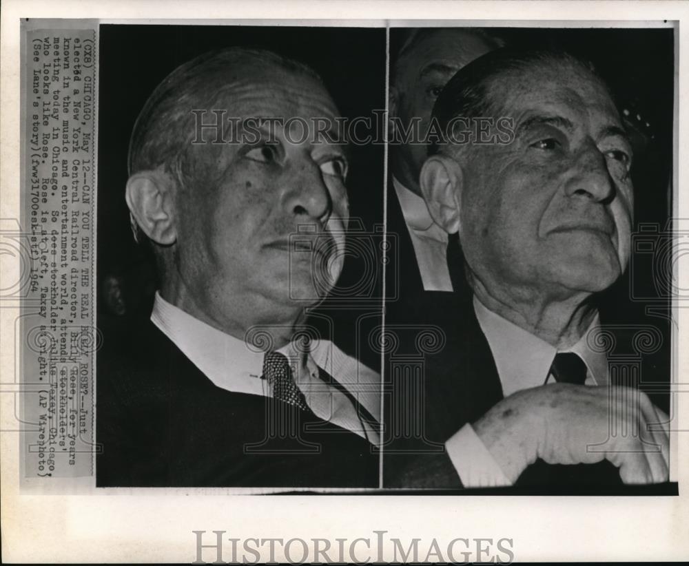 1964 Press Photo Railroad director, Billy Rose at the stock holder meeting - Historic Images
