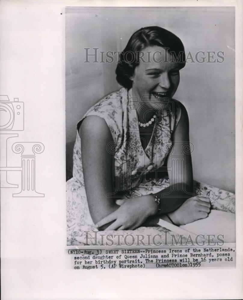 1955 Press Photo Princess Irene of Neherlands poses for her sixteenth birthday - Historic Images