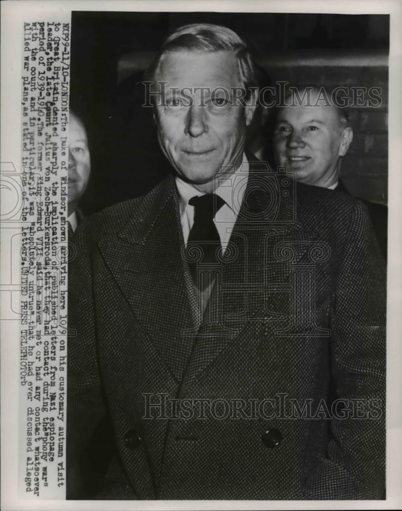 1954 Press Photo London, Duke Of Windsor, Denying Nazi Espionage. - Historic Images