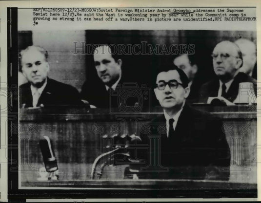 1960 Press Photo Soviet Foreign Minister Andrei Gromyko Addressing SupremeSoviet - Historic Images