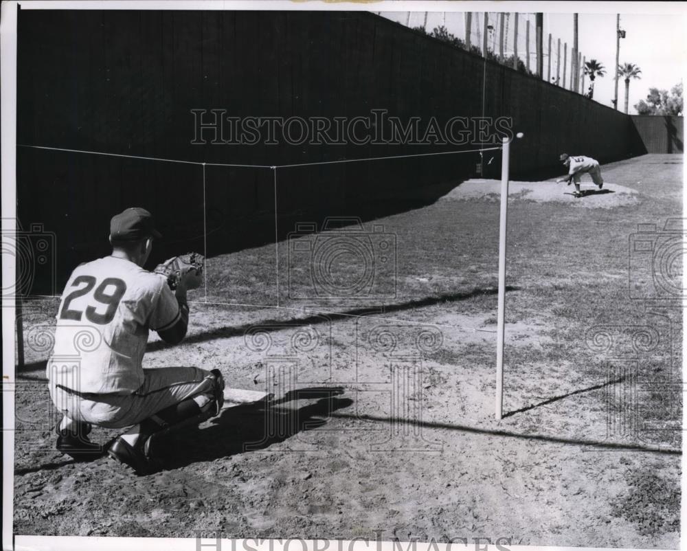 1961 Press Photo Mesa Az Cubs pitcher prospects &amp; catcher Walter Bales - Historic Images