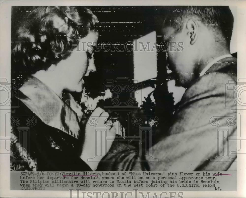 1953 Press Photo Virgilio Hilario, Husband of Miss Universe Tokyo, Japan - Historic Images