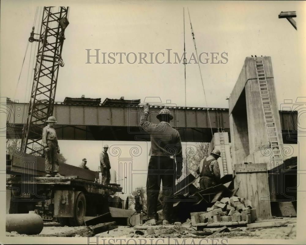 1954 Press Photo Sandusky River Bridge Steel Delivery - nee57604 - Historic Images