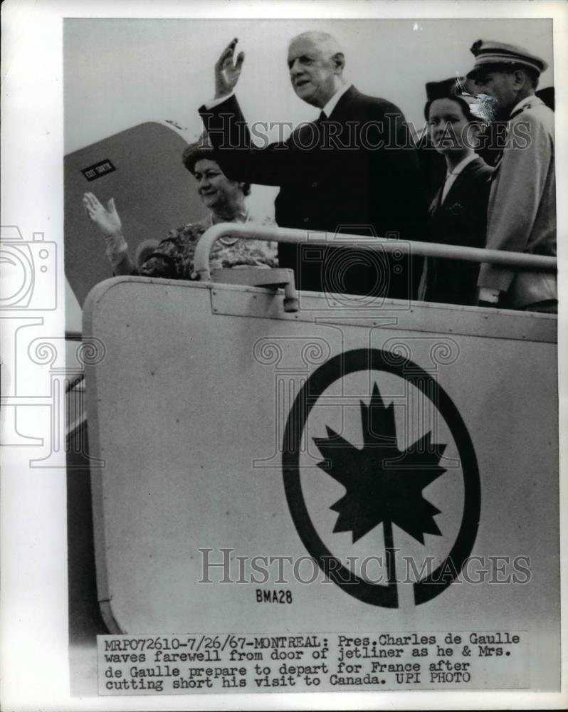 1967 Press Photo French President Charles De Gaulle &amp; Wife Yvonne - nee70884 - Historic Images