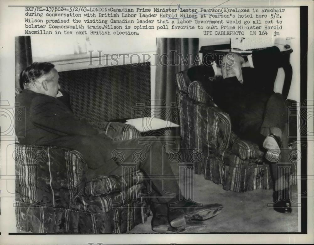 1963 Press Photo Prime Minister Lester Pearson, British Labor Leader Harold - Historic Images