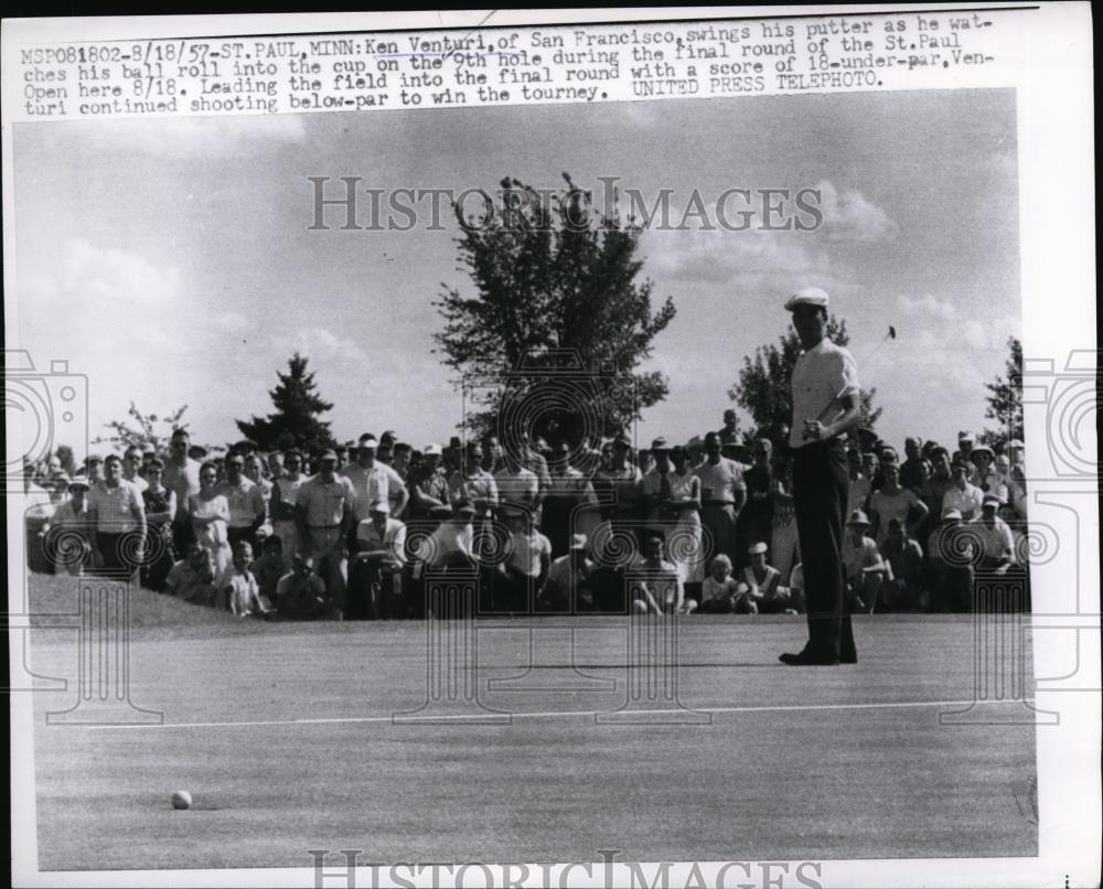 1957 Press Photo St Paul Minn Ken Venturi on 9th green in St Paul Open - Historic Images