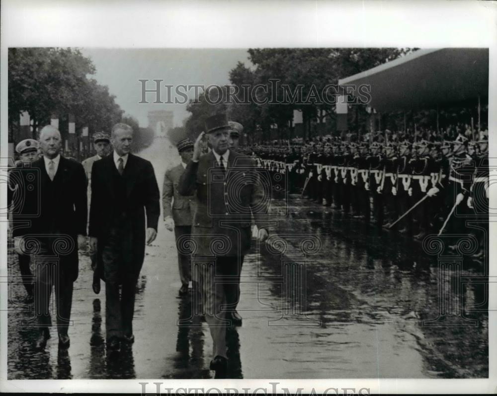 1968 Press Photo French President Charles de Gaulle at Bastille Day Parade Paris - Historic Images