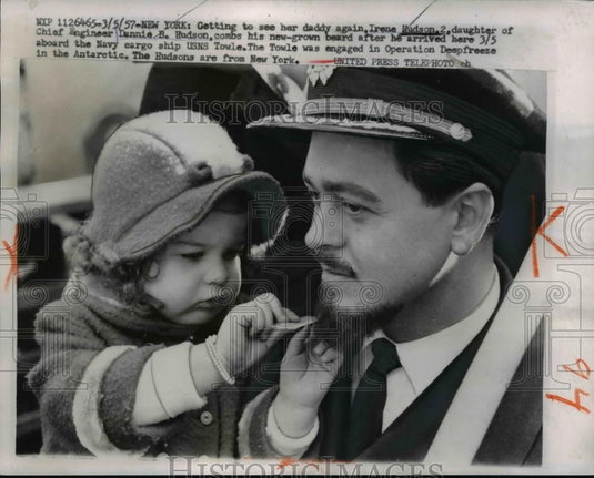 1957 Press Photo Irene Hudson and Chief Engineer Dannie B Hudson - nee70485 - Historic Images