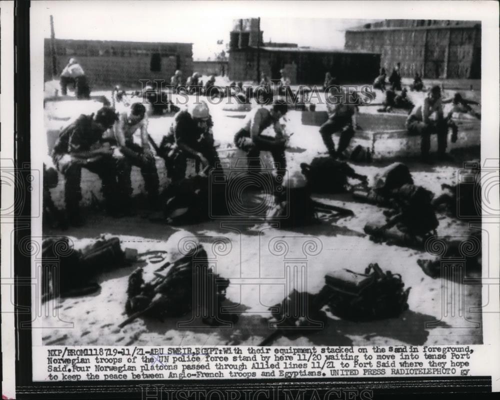 1954 Press Photo Norwegian Troops of United Nations Police in Egypt - nee72952 - Historic Images