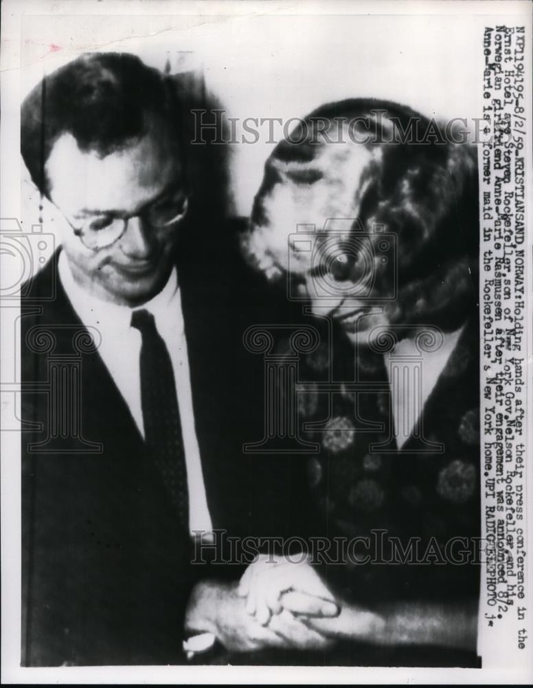 1959 Press Photo Steven Rockefeller Son of NY Governor &amp; Fiancee in Norway - Historic Images