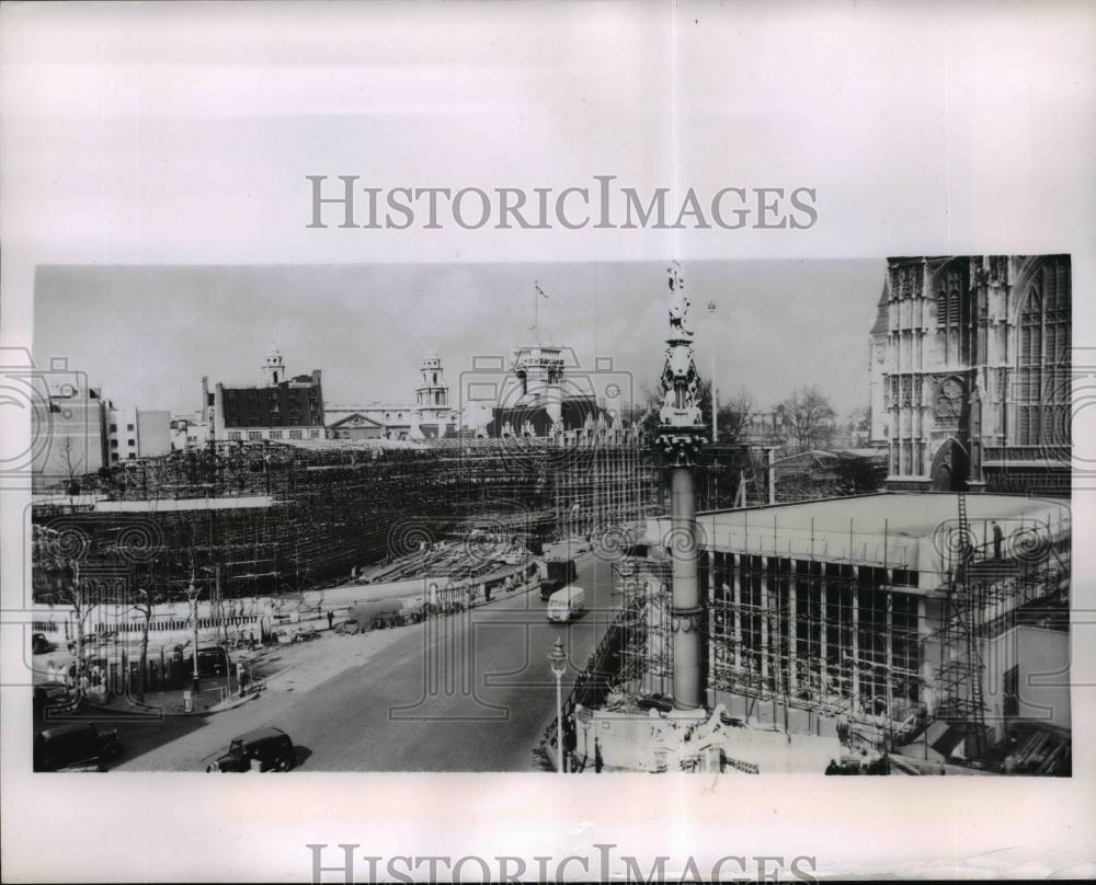 1953 Press Photo Coronation Annex to Westminster Abbey nears completion. - Historic Images