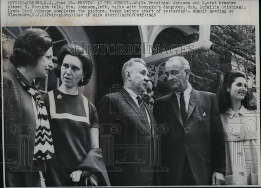 1970 Wire Photo President Johnson at the Summit meeting with Kozygin Glassboro - Historic Images