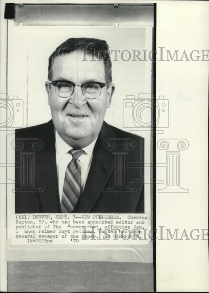 1970 Wire Photo The Denver Post editor &amp; publisher Charles Buxton - cvw02344 - Historic Images