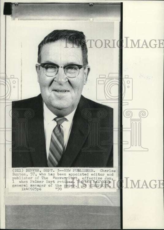1970 Wire Photo The Denver Post editor & publisher Charles Buxton - cvw02344 - Historic Images