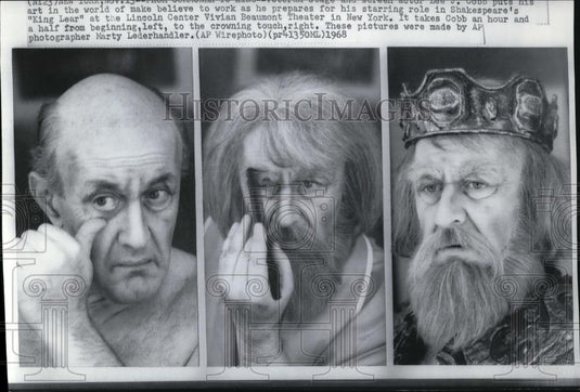 1968 Wire Photo Lee J. Scobb as King Lear at Lincoln Center Vivian Beamount Th. - Historic Images