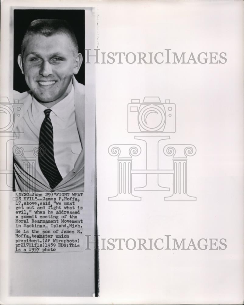 1959 Wire Photo James P. Hoffa after his summit meeting address - cvw02099 - Historic Images