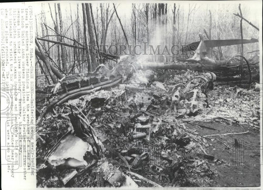 1970 Wire Photo The wreckage of the plane in which Walter Reuther lost life - Historic Images
