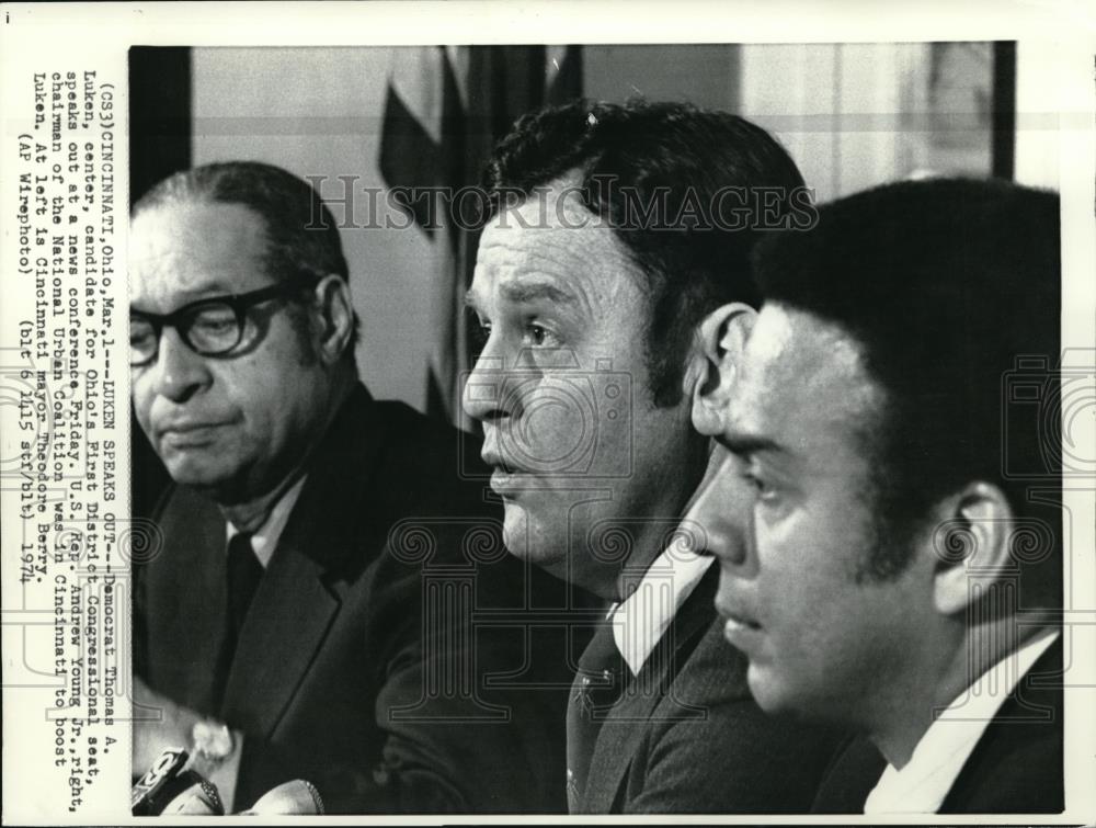 1974 Wire Photo Democrat Thomas A. Luken, candidate for Ohio&#39;s First District - Historic Images