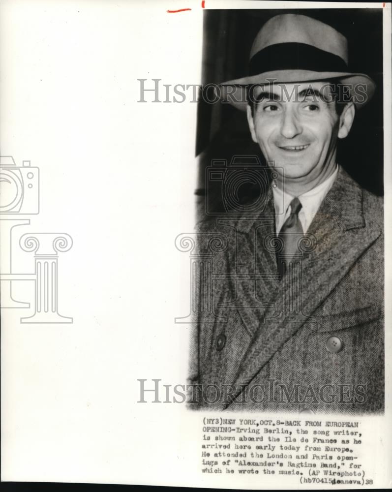 1938 Wire Photo Irving Berlin the Song Writer - cvw00769 - Historic Images