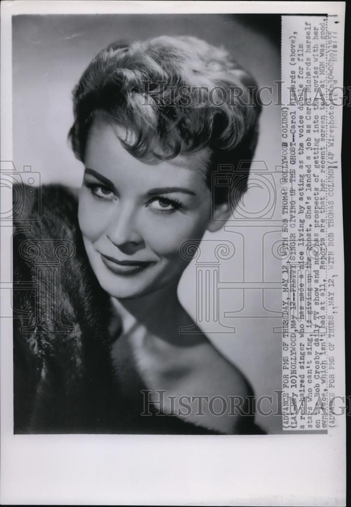 1955 Wire Photo Carol Richards on Bob Crosly daily TV shows & getting movies - Historic Images
