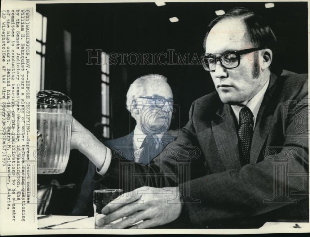 1971 Wire Photo Supreme Court nominee William Rehnquist at the Senate hearing - Historic Images
