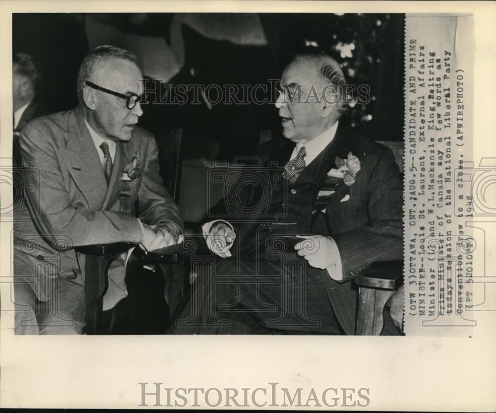 1948 Wire Photo Candidate &amp; Prime Minister Louis St. Laurent and Minister King - Historic Images